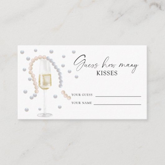 Pearls & Prosecco - erraten Sie wie viele Küsse Begleitkarte (Vorderseite)