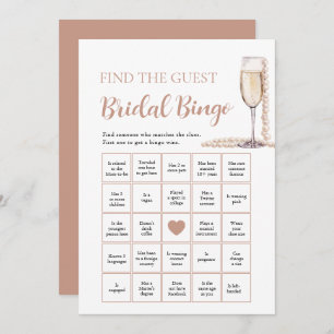 Pearls & Prosecco Finden Sie das Bridal Bingo Game Einladung