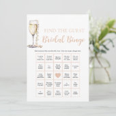 Pearls & Prosecco Finden Sie das Bridal Bingo Game Einladung (Stehend Vorderseite)