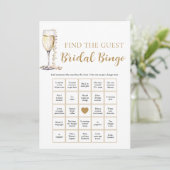 Pearls & Prosecco Finden Sie das Bridal Bingo Game Einladung (Stehend Vorderseite)