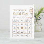 Pearls & Prosecco Finden Sie das Bridal Bingo Game Einladung (Stehend Vorderseite)