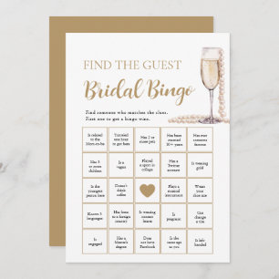 Pearls & Prosecco Finden Sie das Bridal Bingo Game Einladung