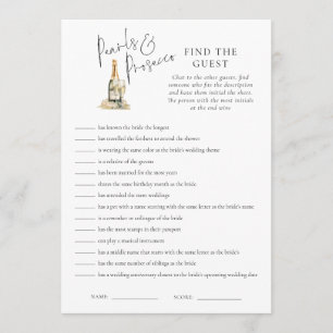 Pearls Prosecco Game Card Brautparty suchen Einladung