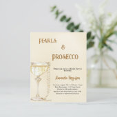 Pearls Prosecco Gold Bridal Einladung (Stehend Vorderseite)