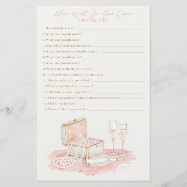 Pearls & Prosecco How Well Do You Know Her Game (Vorderseite)