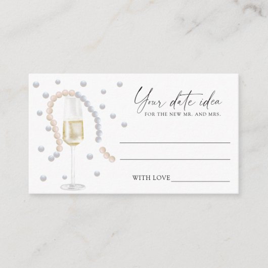 Pearls & Prosecco - Ideen für die Datumsnacht \ Da Begleitkarte (Vorderseite)