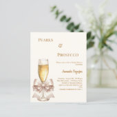 Pearls Prosecco ivory bow Bridal Shower invitation (Stehend Vorderseite)