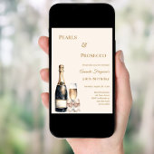 Pearls Prosecco ivory bow elegant birthday  Einladung