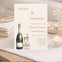 Pearls Prosecco ivory bow elegant birthday 