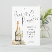 Pearls Prosecco Liebe ist Sweet Take Leckerei Sign Einladung (Stehend Vorderseite)