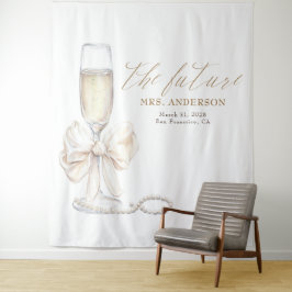 Pearls & Prosecco Mrs Photo Prop Backdrop Wandteppich