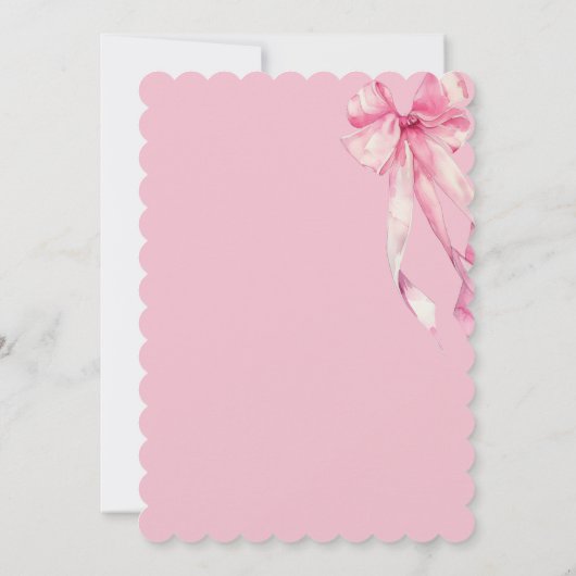 Pearls & Prosecco Pink Bow Brautparty Einladung (Rückseite)