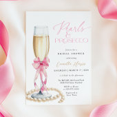 Pearls & Prosecco Pink Bow Brautparty Einladung
