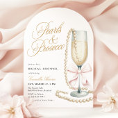 Pearls & Prosecco Pink Bow Bridal Shower Einladung