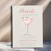 Pearls Prosecco Pink Bubbly Elfenbein Brautparty Einladung