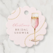 Pearls Prosecco Pink Gold Brautparty Geschenkanhänger (Vorderseite)