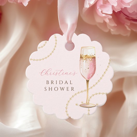 Pearls Prosecco Pink Gold Brautparty Geschenkanhänger