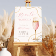 Pearls Prosecco Pink Gold Brautparty Sign