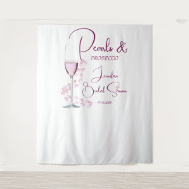 Pearls Prosecco Pink Modernes Brautparty Hintergru Wandteppich