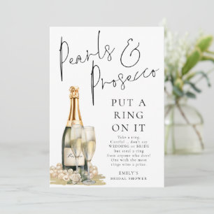 Pearls Prosecco Ring on it Brautparty Game Card Einladung