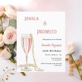 Pearls Prosecco rosa Blasen Geburtstagseinladung