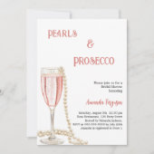 Pearls Prosecco rosa Brautparty Einladung (Vorderseite)