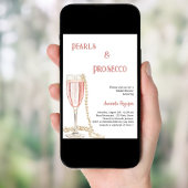 Pearls Prosecco rosa Brautparty Einladung