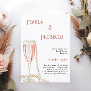 Pearls Prosecco rosa Brautparty Einladung