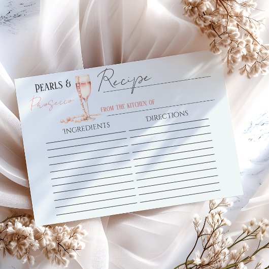 Pearls & Prosecco Rosa Brautparty Rezept Karte