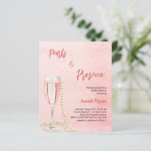 Pearls Prosecco rosa Bridal Einladung (Stehend Vorderseite)