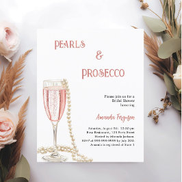 Pearls Prosecco rosa Bridal Einladung