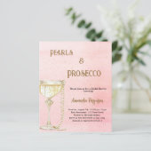 Pearls Prosecco rosa Bridal Einladung (Stehend Vorderseite)