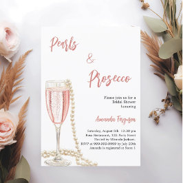 Pearls Prosecco rosa Skript-Brautparty Einladung