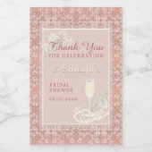 Pearls & Prosecco Rose Gold Brautparty Gefallen Weinetikett (Einzelnes Label)