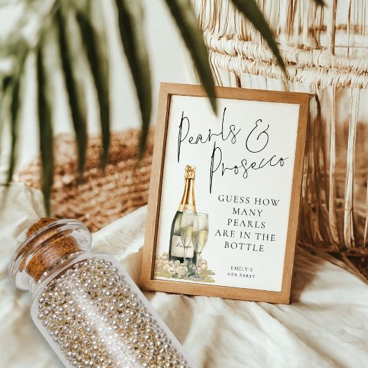 Pearls Prosecco schätzt, wie viele Hen Party Game Einladung