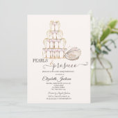  Pearls & Prosecco Seashell Cream Einladung (Stehend Vorderseite)
