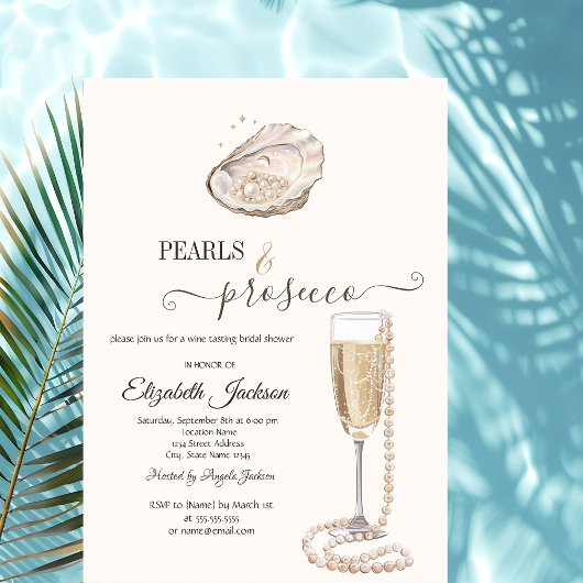  Pearls & Prosecco Seashell Cream Einladung