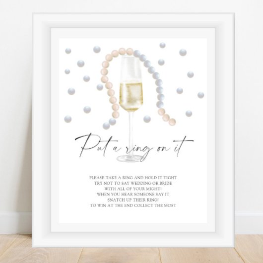Pearls & Prosecco - Setzen Sie einen Ring auf das  Poster
