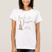 Pearls Prosecco Trauzeugin Name Hen Party T-Shirt (Vorderseite)