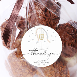 Pearls & Prosecco - vielen Dank Brautparty Runder Aufkleber