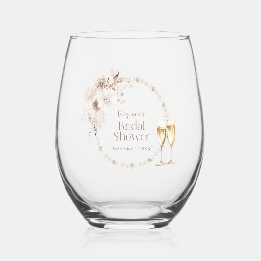 Pearls Prosecco Weinglas Ohne Stiel (Vorderseite)
