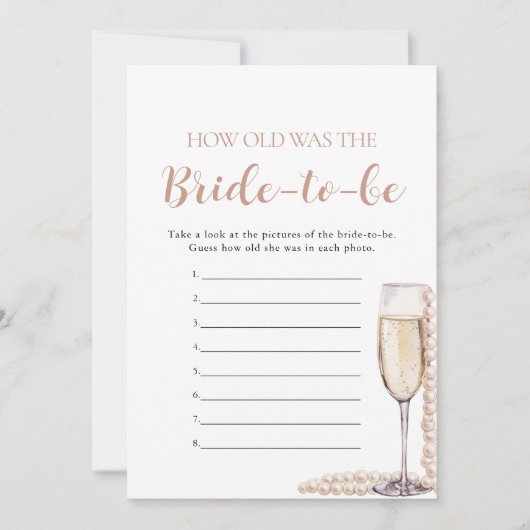 Pearls & Prosecco Wie alt war das zukünftige Spiel Einladung (Vorderseite)