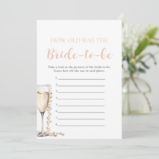 Pearls & Prosecco Wie alt war das zukünftige Spiel Einladung (Stehend Vorderseite)