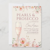 Pearls & Prosecco Wildflower Bridal Shower Einladung (Vorderseite)
