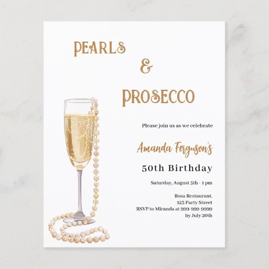 Pearls Prosecco zum Geburtstag (Vorderseite)