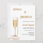 Pearls Prosecco zum Geburtstag Einladung (Vorderseite)