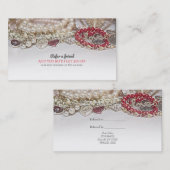 Pearls & Red Valentine Liebe Juwelen Verleihung ei Empfehlungskarte (Vorne/Hinten)
