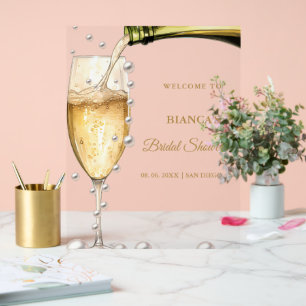 Pearls Sand Prosecco Brautparty Begrüßungszeichen Acrylschild