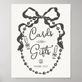 Pearls und Prosecco Black Bow Cards & Gifts Zeiche Poster