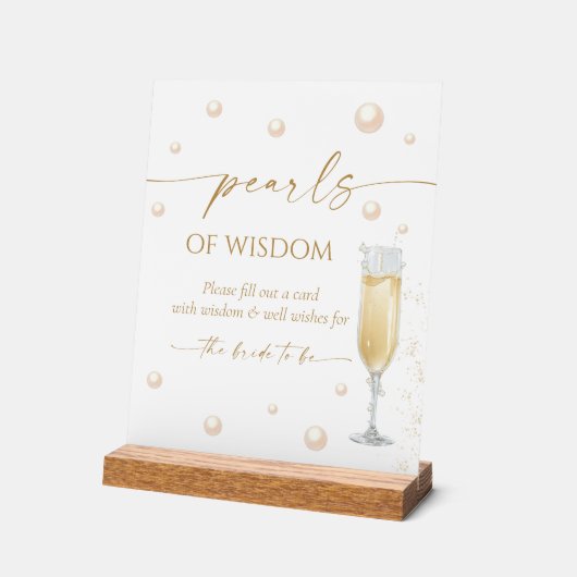 Pearls und Prosecco Brautparty Advice Acrylschild (Winkel)